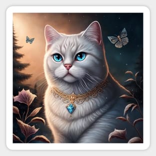 White British Shorthair With Butterflies Sticker